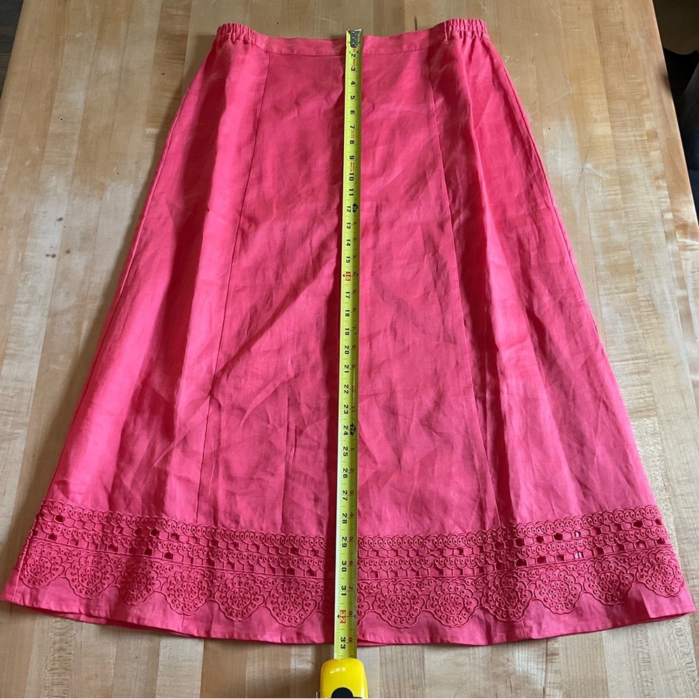 Lino USA Linen Skirt Set NWT Coral Embroidered Resort Set Coastal Midi 2-piece - Picture 11 of 16